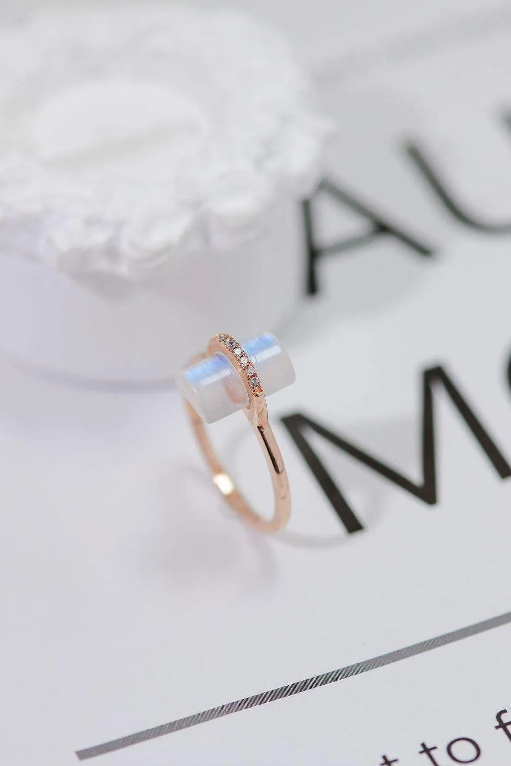 Natural Moonstone Platinum-Plated Ring Moonstone - Tophatter Daily Deals